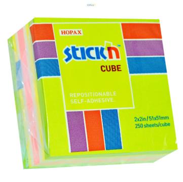 Notes 50x50 mm 250 file 4 culori neon, Stick'n sticky