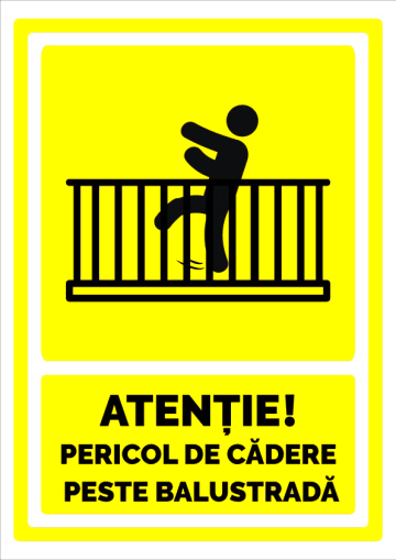 Semn pentru pericol de cadere peste balustrada