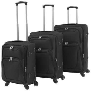 Set de valize din material textil, 3 piese, negre