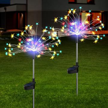 Set 2 lampi solare artificii cu suport metalic