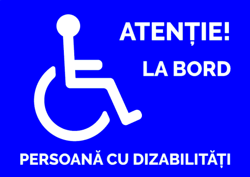 Indicator albastru atentie la bord persoana cu dizabilitati de la Prevenirea Pentru Siguranta Ta G.I. Srl