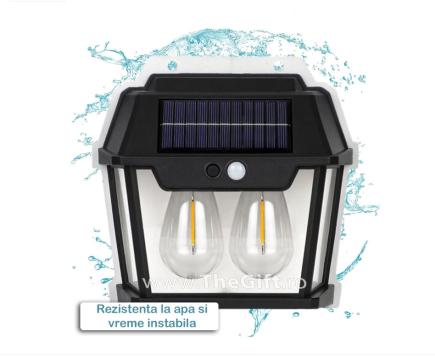 Lampa solara pentru exterior, cu 2 becuri LED de la Thegift.ro - Cadouri Online