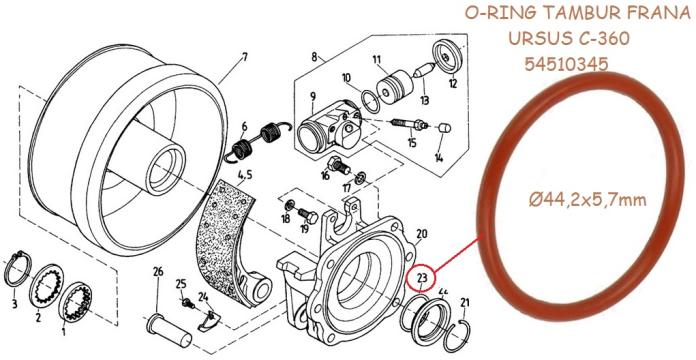 O-ring tambur frana Ursus C-360 (44.2x5.7mm) de la Roverom Srl