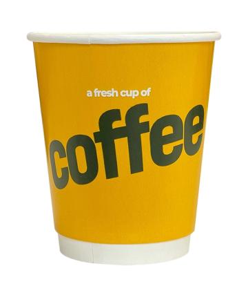 Pahar carton galben cu perete dublu 8oz Coffee 25buc de la Vending Master Srl