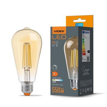Bec LED filament - Videx - 6W - E27 - ST64 - Amber