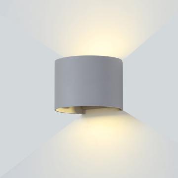 Aplica LED perete gri rotund 6W lumina calda alba