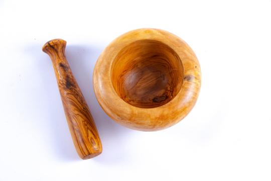 Mojar cu pistil Rotund din lemn de maslin de la Tradizan