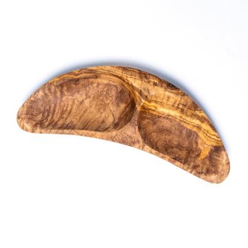 Platou Semiluna 2 compartimente din lemn de maslin de la Tradizan