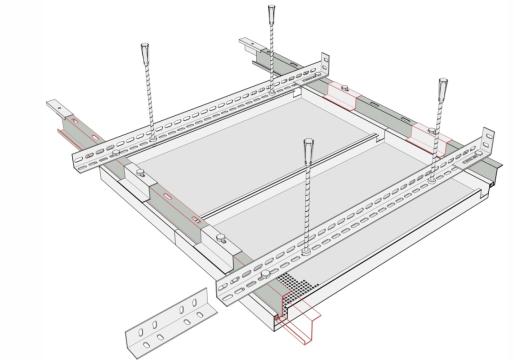 Sistem de tavan casetat metalic Plank Hook-on Exterior de la Ideea Plus Srl