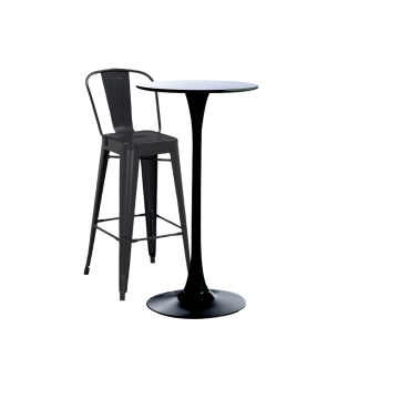 Set bar/cafenea, masa neagra 60x101cm si un scaun Raki de la Kalina Textile SRL