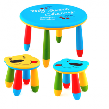 Set mobilier copii Raki, plastic, masa rotunda Slante de la Kalina Textile SRL