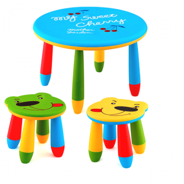 Set mobilier copii Raki, plastic, masa rotunda Slante de la Kalina Textile SRL