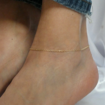 Bratara simpla pentru picior, argint placat cu aur