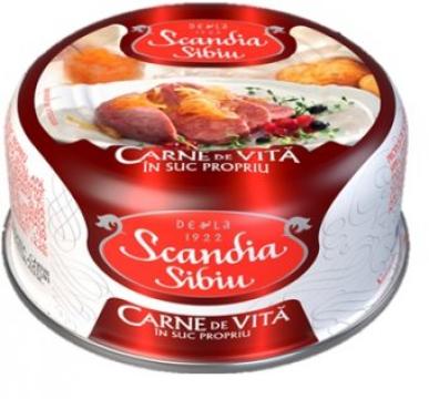 Conserva Scandia Sibiu Carne de vita in suc propriu 300g