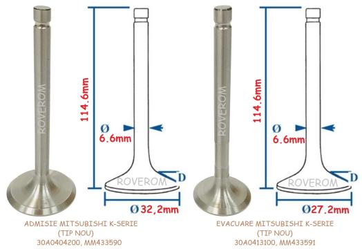Supape admisie, evacuare Mitsubishi K-Serie de la Roverom Srl