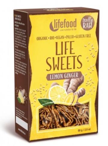 Rulouri de in cu ghimbir si lamaie raw eco 80g Lifefood