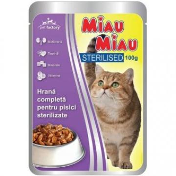 Hrana umede pentru pisici sterile Miau Miau plic 100g