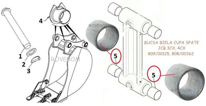 Bucsa biela cupa spate  JCB 3CX, 4CX (D=45/55mm, H=42mm)