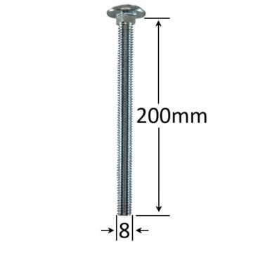 Surub filet metric cap bombat torbant M8x200mm - 50buc/cutie