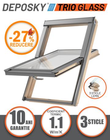 Fereastra mansarda, 3 sticle DepoSky Trio Glass B1500