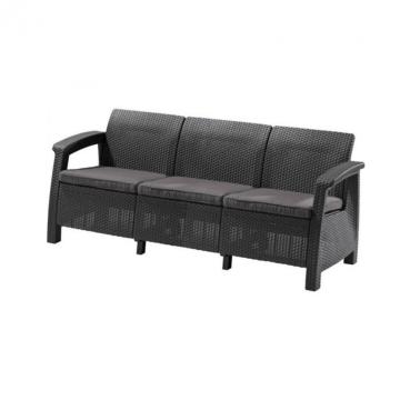Canapea Corfu love seat max, culoare grafit, cu perna gri de la Leziter Kft.