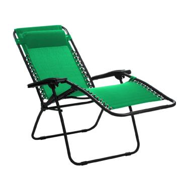 Sezlong pliabil Deluxe verde cu perna