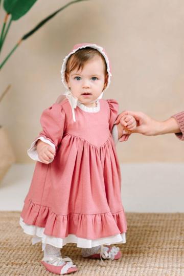 Set botez fete 3 piese - Petite Coeur - roz de la Andreeatex