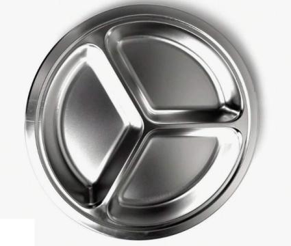 Farfurie inox 3 compartimente, diametru 25.5 cm