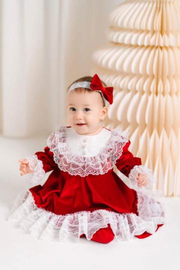 Rochie Craciun Rosalie pentru bebelusi - rosu de la Andreeatex