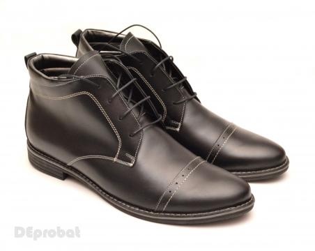 Ghete barbati piele naturala negre casual-elegante cu siret