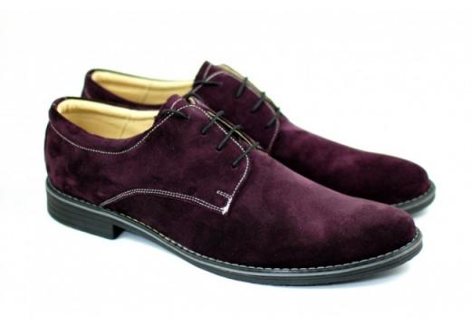 Pantofi bordo barbati piele naturala velur casual-office