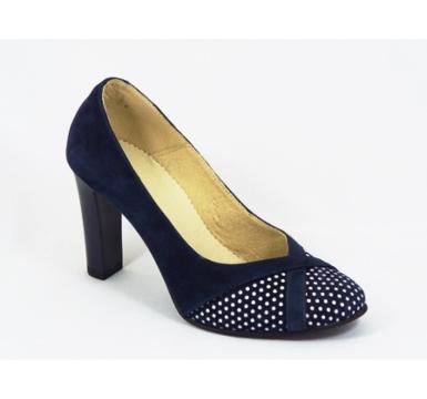 Pantofi dama bleumarin eleganti din piele naturala