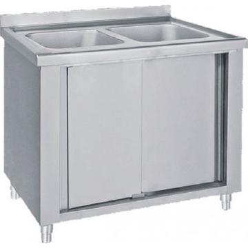 Spalator inox cu 2 cuve si dulap 100 x 60 x 85 Bambas