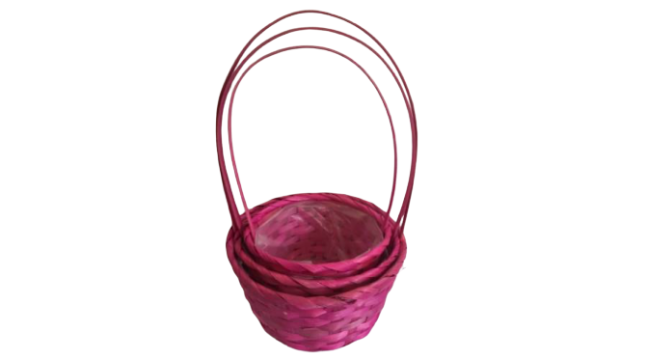 Cos bambus florentin rotund Roz S/3 D21 H10/36 cm
