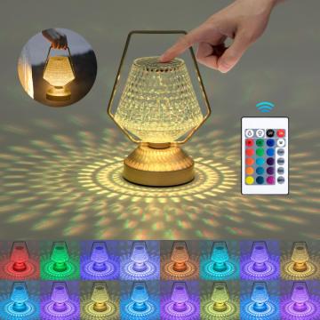 Lampa de masa cu cristal, 16 culori, 4 moduri, cu trandafir