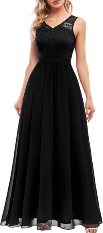 Rochie de seara lunga din dantela, fara maneci, negru marime de la Molifag Srl