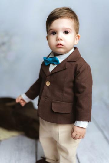 Costum botez Theodor - sacou maron