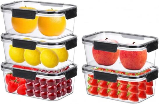Caserole 5x1100ml, cu capace pentru pastrat alimente