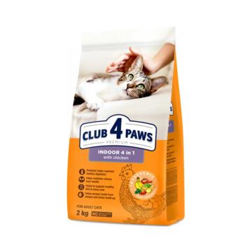 Hrana pisici Club 4 Paws Cat adult indoor 4 in 1 cu pui 2kg de la Club4Paws Srl
