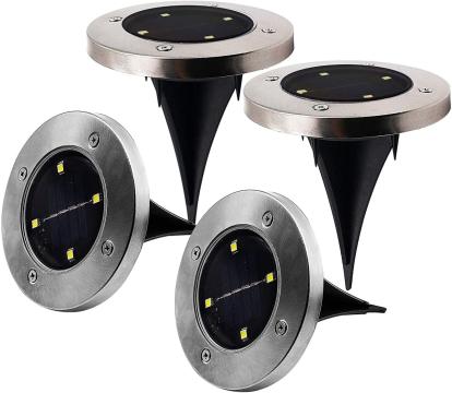 Set 4 lampi solare cu 4 LED-uri si senzor de lumina Disk