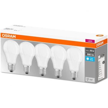 Becuri LED Osram Base Classic A, E27, 8.5W (60W), 5 buc