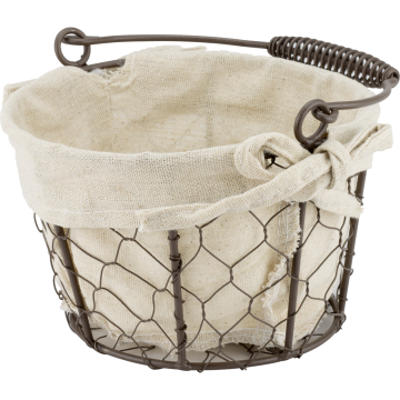 Cos servire paine rotund Raki 17x17x12cm din metal si panza