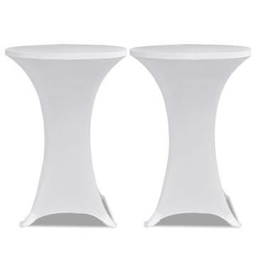 Husa de masa cu picior 80 cm, 2 buc., alb