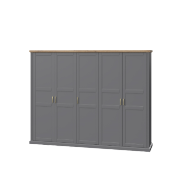 Dulap cu 5 usi 291x227x59cm Tara Grey