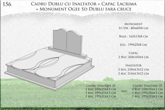 Monument Ogee SD dublu fara cruce + cadru dublu cu inaltator