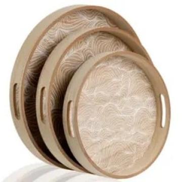 Tavi rotunde pentru servit, din lemn rustic, 30 35 40 cm de la Molifag Srl