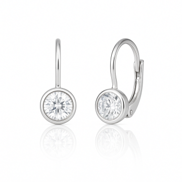 Cercei cu tortite pentru copii din aur alb de 14K cu zircon de la Sandra Ferretti Srl