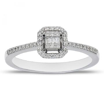 Inel Odessa aur alb 14K cu diamante de 0.16 carate
