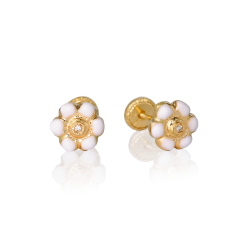 Cercei cu protectie pentru copii din aur galben de 18K de la Sandra Ferretti Srl