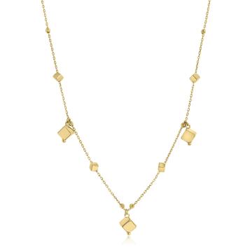 Colier din aur galben de 18 K cu cuburi si bile diamantate